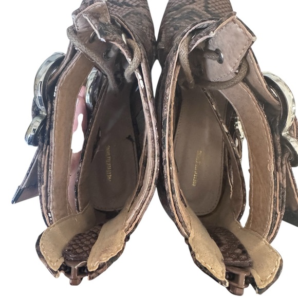 Miss Lola Brown Snake Print Heeled Boots - Picture 8 of 8